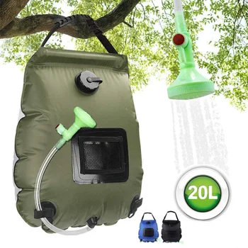 20-литровая сумка для купания на открытом воздухе, Солнечная Походная сумка для душа, Переносная сумка для хранения воды для купания, шланг, Переключаемая насадка для душа