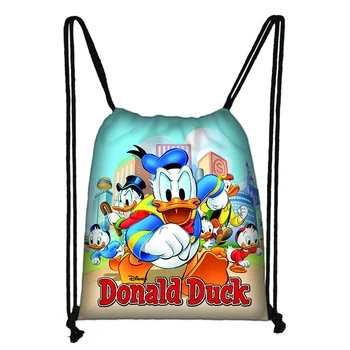 Disney Donald Duck Сумка на шнурке Для мальчиков и девочек, сумки для хранения, Женская Портативная сумка для покупок, повседневный рюкзак для подростков, дорожные пляжные сумки