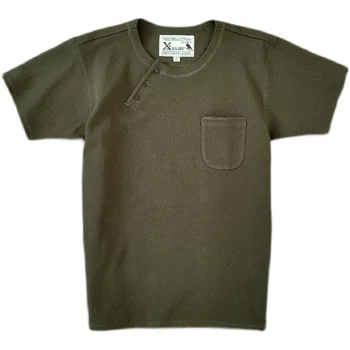 Мужская футболка с короткими рукавами и карманным воротником на пуговицах, военная зеленая винтажная рабочая одежда, Летняя уличная одежда