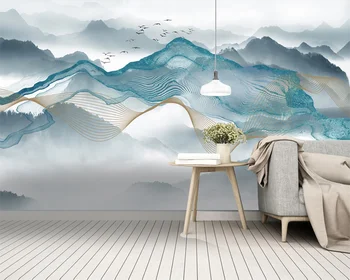 beibehang Индивидуальные обои papel de parede modern new ink landscape, новые китайские абстрактные обои с абстрактной линией пейзажа