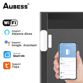 AUBESS Tuya WiFi Умный Дверной Датчик Детекторы Открытия и Закрытия Дверей Умный Дом Охранная Сигнализация Smart Life APP Control