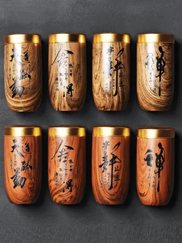 Подставка для китайского чая с имитацией древесины Буддийский Узор Керамический Чайник Портативный Дорожный Герметичный Резервуар для хранения Канистр Набор