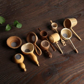 Креативное ситечко для заварки чая, Инструменты из бамбука и ротанга, Сито для заваривания, Ложка для протечек, Посуда для напитков, Сетчатый фильтр, Аксессуары для чайной церемонии.