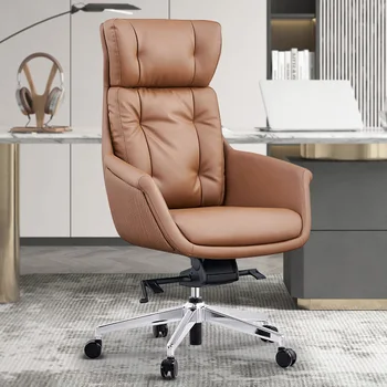Кожаная мебель для дома, Компьютерные стулья, Откидывающийся офисный стул для персонала, Современная Простая спальня, кресла для руководителей со спинкой