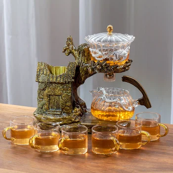 Креативная Статуэтка Персика Стеклянный Чайный Сервиз Автоматический Чайник Чайный Термостойкий Кунг-Фу Для Чаепития Чайная Инъекция