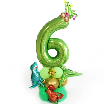 25 шт./компл. Воздушные шары с динозаврами в джунглях, набор воздушных шаров из смешанного латекса, 40-дюймовый зеленый номер Globos, украшение детского дня рождения, душа ребенка