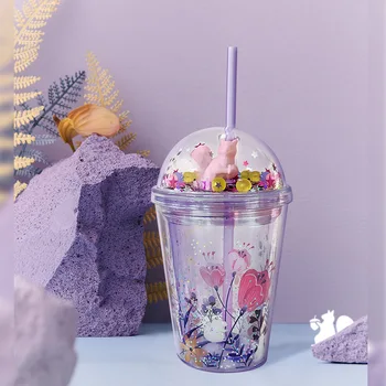 Новый креативный Пластиковый Соломенный стаканчик Summer Girls 'Mysterious Paradise Силиконовый Трехмерный животный Милый Стаканчик для воды в стиле Ins