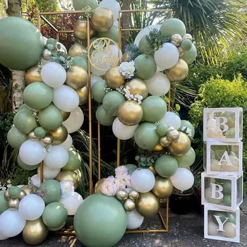 Набор арки-гирлянды из воздушных шаров цвета Авокадо, Белый Хром, Золотые латексные воздушные шары для декора свадебной вечеринки, Глобусы для детского душа, сделай САМ, на День рождения.