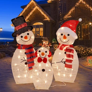 Искусственный Рождественский Снеговик Орнамент со Светодиодной Подсветкой Орнамент с Рождественской атмосферой Идеальный подарок для малышей