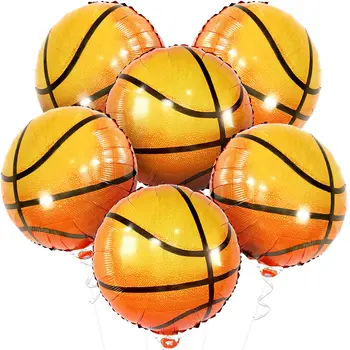 6 Штук Баскетбольных Воздушных Шаров 18-Дюймовый Шар Из Фольги Воздушные Шары Для Баскетбола Украшения Для Вечеринки в Честь Дня Рождения Спортивная Вечеринка Детские Воздушные Шары Игрушки