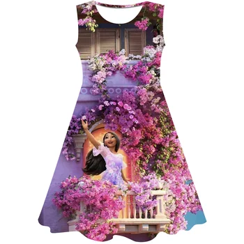 Детское платье принцессы Encanto для девочек, летние 3D платья без рукавов из мультсериала Диснея, платье принцессы трапециевидной формы на день рождения
