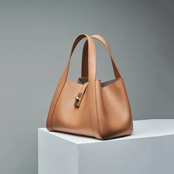 Сумки-ведра из натуральной кожи для женщин 2023, Модные повседневные сумки через плечо, высококачественные сумки-тоутеры, роскошная дизайнерская сумка через плечо