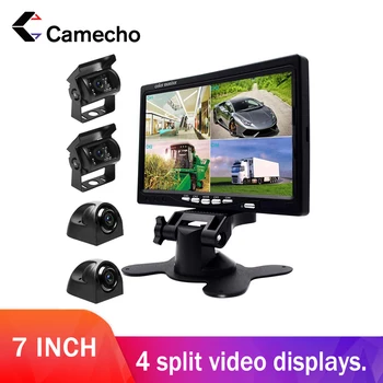 Camecho 7-дюймовый Автомобильный Монитор для Камеры Заднего Вида Автоматическая Парковка Резервный Задний Подголовник Монитор HD tft-LCD Экран 4CH для Грузовиков