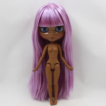 супер черная кожа, совместное тело, обнаженная кукла Блит, фабричная кукла с фиолетовыми волосами 20180503
