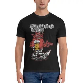Классическая футболка с изображением демона в клетку, винтажная одежда, футболки для тяжеловесов для мужчин