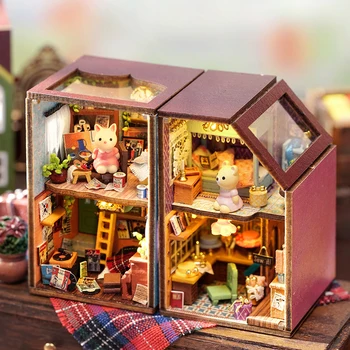 DIY Mini Rabbit Town Casa Деревянные кукольные домики Миниатюрные строительные наборы с мебелью Игрушки для кукольных домиков для девочек и мальчиков Подарки на День рождения