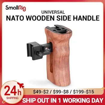 Зеркальная камера SmallRig, деревянная ручка, быстросъемная боковая ручка НАТО с креплением для холодного башмака, отверстия для резьбы 1/4 3/8 2187B