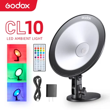 Свет для фотосъемки GODOX CL10, светодиодное окружающее освещение для веб-трансляции, Кольцевая лампа для селфи, лампа для камеры с регулируемой яркостью для макияжа, видео в студии