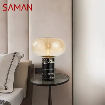 Современная прикроватная тумбочка SAMAN, мраморная настольная лампа E27, светодиодная домашняя декоративная для фойе, гостиной, офиса